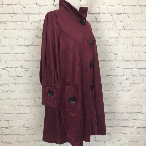 NWT IC Connie K Burgundy Faux Suede Jacket Size XL - Picture 2 of 9